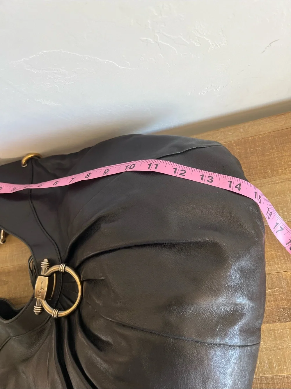Authentic Ferragamo Black Butter Leather Hobo Shoulder Bag